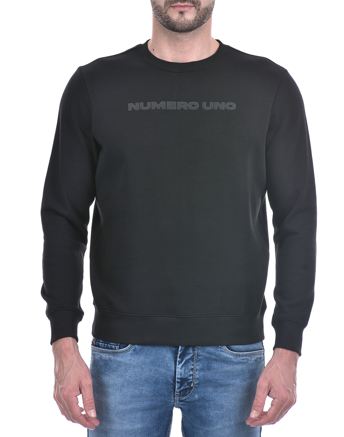 Numero Uno Men Typography Black Sweat Shirt
